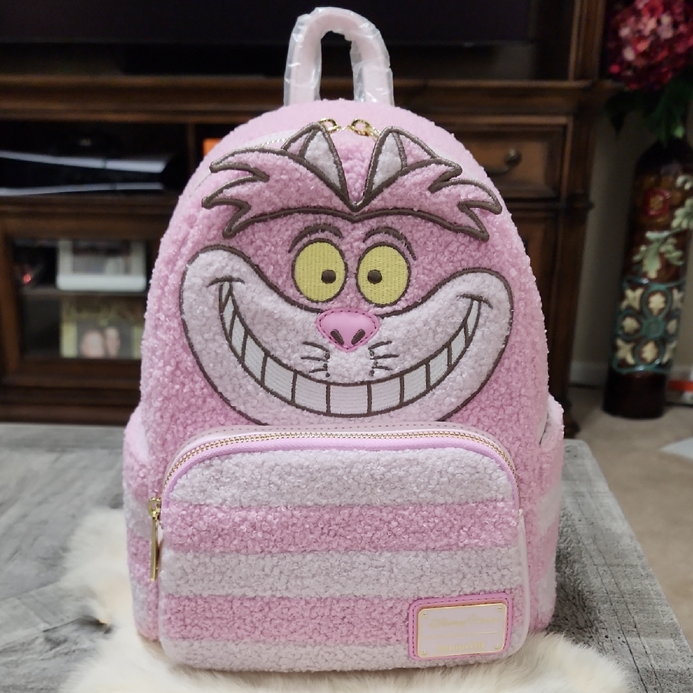 Loungefly Disney Parks Alice In Wonderland Cheshire Cat Fuzzy Pastel Backpack